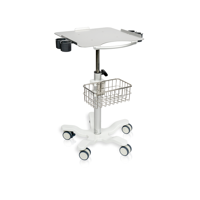 MC-15 - Medical Cart Mobile Trolley Cart with Wheels 22.4"-35.4" Height Adjustable Stainless Steel Dental Cart Rolling Desktop Lab Cart with 16.5"× 16.5" Large Tabletop