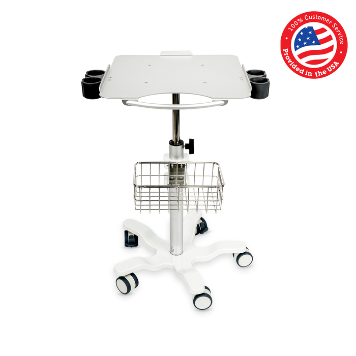 MC-15 - Medical Cart Mobile Trolley Cart with Wheels 22.4"-35.4" Height Adjustable Stainless Steel Dental Cart Rolling Desktop Lab Cart with 16.5"× 16.5" Large Tabletop