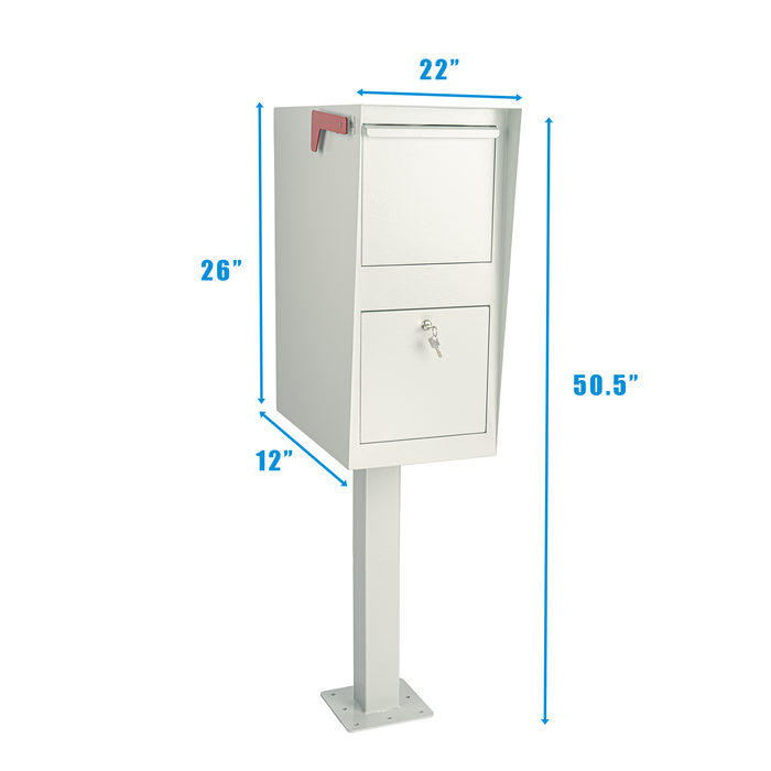 D25-G - Mail Manager Street Safe, Package Master Curbside Locking Security Mailbox, Weekend Away Locking Mailbox with Top Mount In Ground Post, Base Plate Included