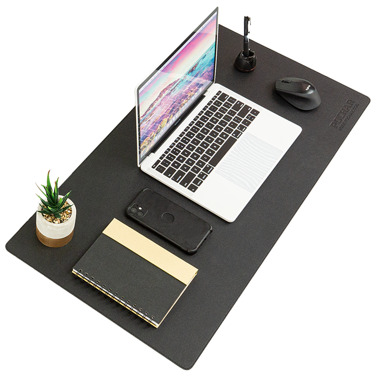 Black leather desk discount pad